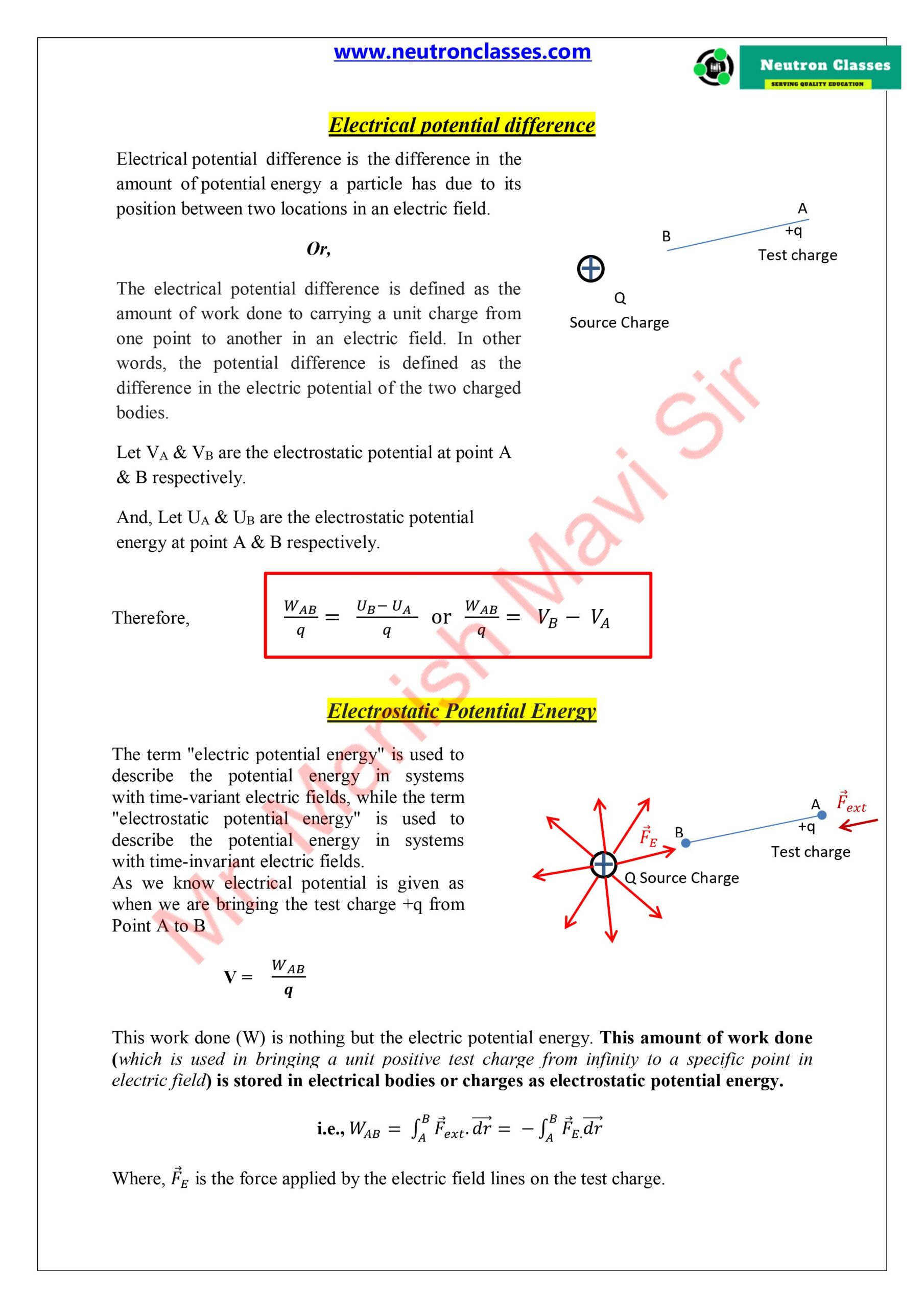 case study questions on electric potential and capacitance class 12