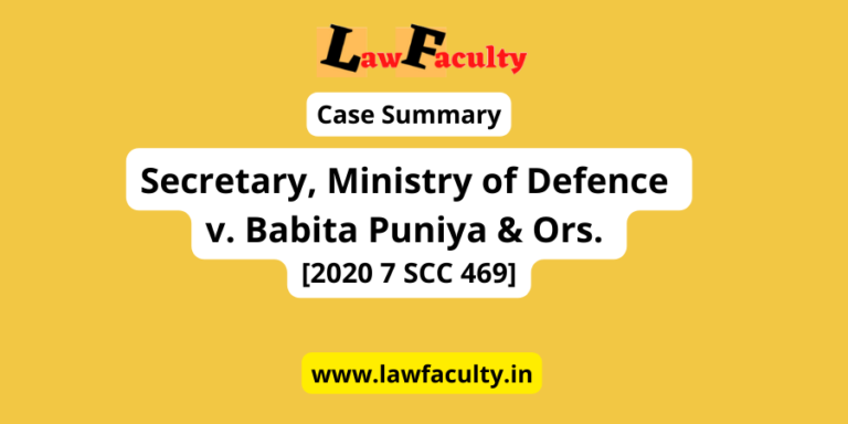 Secretary, Ministry of Defence v. Babita Puniya & Ors. [2020 7 SCC 469]
