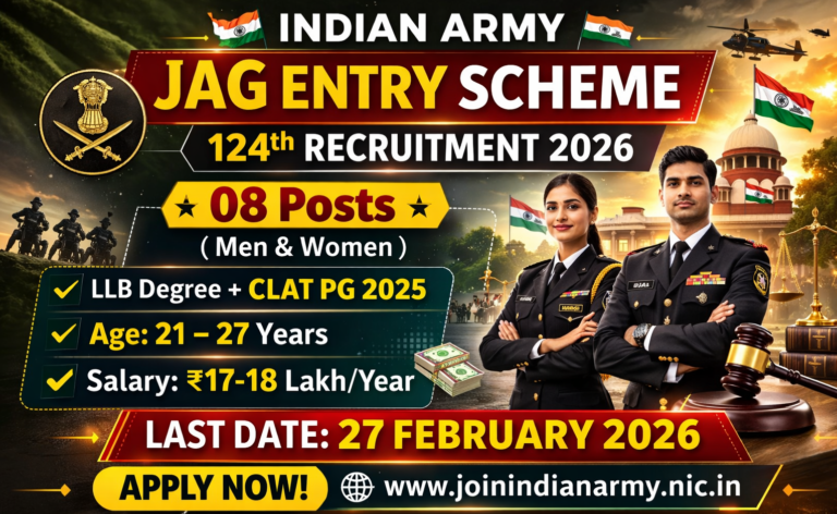 Indian Army JAG Entry Scheme 124th Recruitment 2026 – Apply Online for 08 Posts