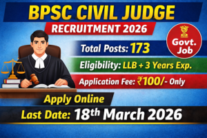 Bihar BPSC 33 Civil Judge PCS J Recruitment 2026 Apply Online for 173 Posts – Last Date 18 March 2026